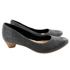 Clarks womens heels size 6.5 Mena Bloom charcoal  gray leather comfort career
